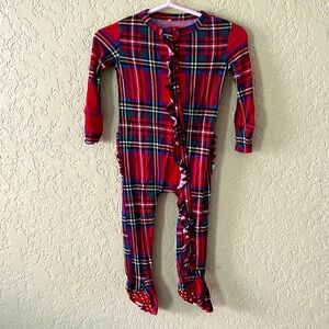 Posh peanut red plaid zippered footie